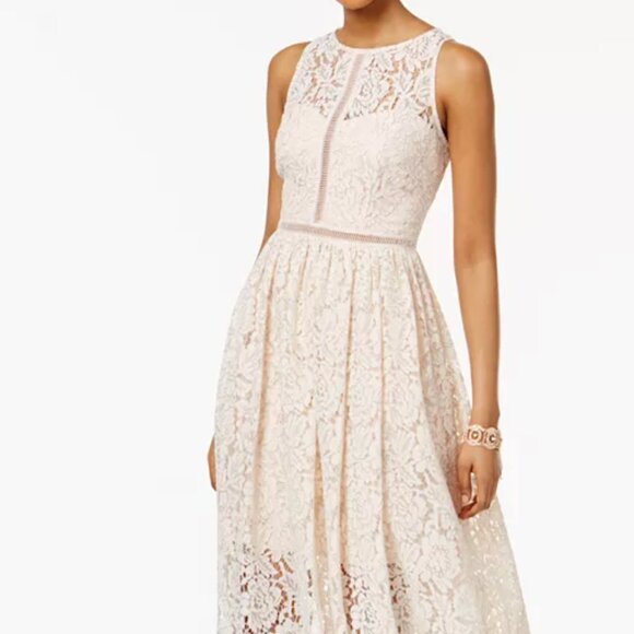 Adrianna Papell Lace Tea-Length Dress - Picture 1 of 4